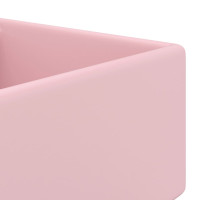 Produktbild för Fyrkantigt handfat bräddavlopp matt rosa 41x41 cm keramik