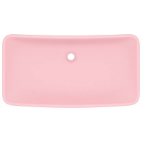 Produktbild för Lyxigt rektangulärt handfat matt rosa 71x38 cm keramik