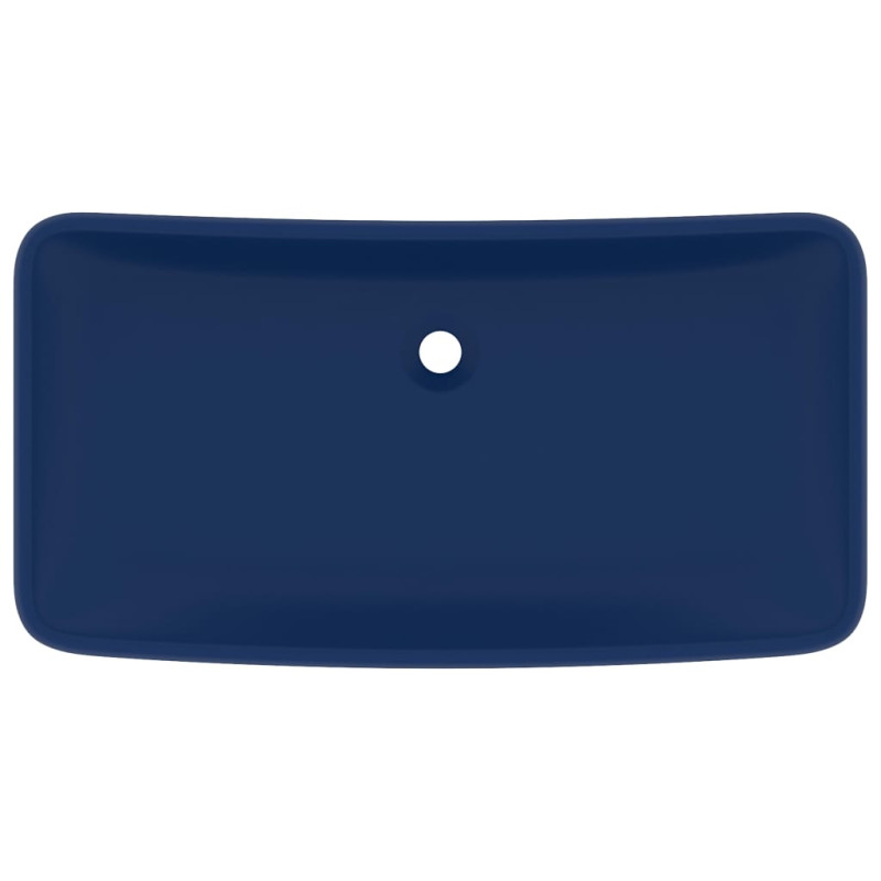 Produktbild för Lyxigt rektangulärt handfat matt mörkblå 71x38 cm keramik