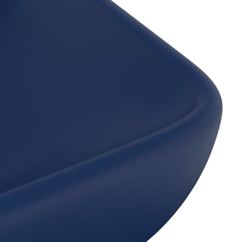 Produktbild för Lyxigt rektangulärt handfat matt mörkblå 71x38 cm keramik