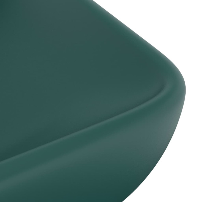 Produktbild för Lyxigt rektangulärt handfat matt mörkgrön 71x38 cm keramik