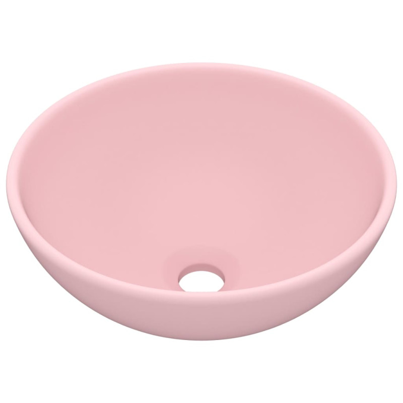 Produktbild för Lyxigt runt handfat matt rosa 32,5x14 cm keramik