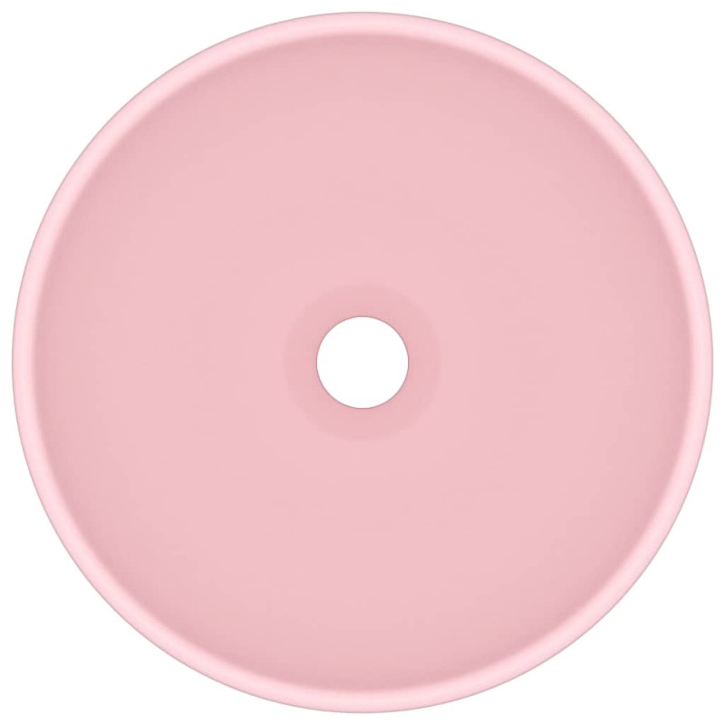 Produktbild för Lyxigt runt handfat matt rosa 32,5x14 cm keramik