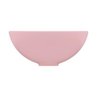 Miniatyr av produktbild för Lyxigt runt handfat matt rosa 32,5x14 cm keramik