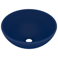 Produktbild för Lyxigt runt handfat matt mörkblå 32,5x14 cm keramik