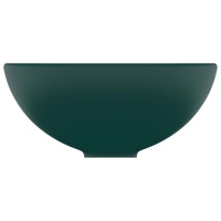 Miniatyr av produktbild för Lyxigt runt handfat matt mörkgrön 32,5x14 cm keramik