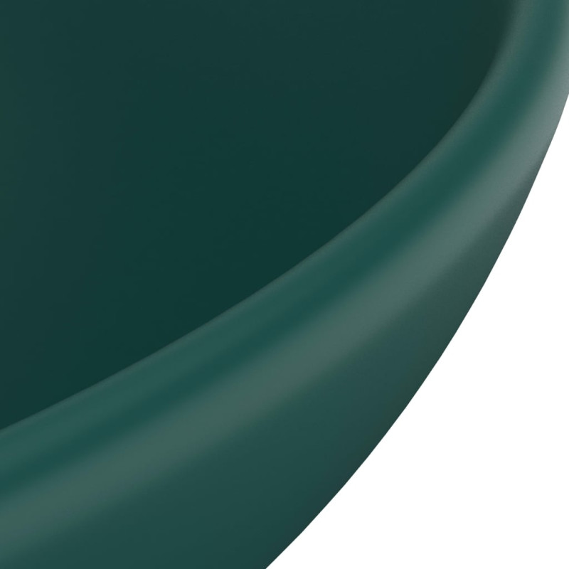 Produktbild för Lyxigt runt handfat matt mörkgrön 32,5x14 cm keramik