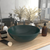 Produktbild för Handfat keramik mörkgrön rund
