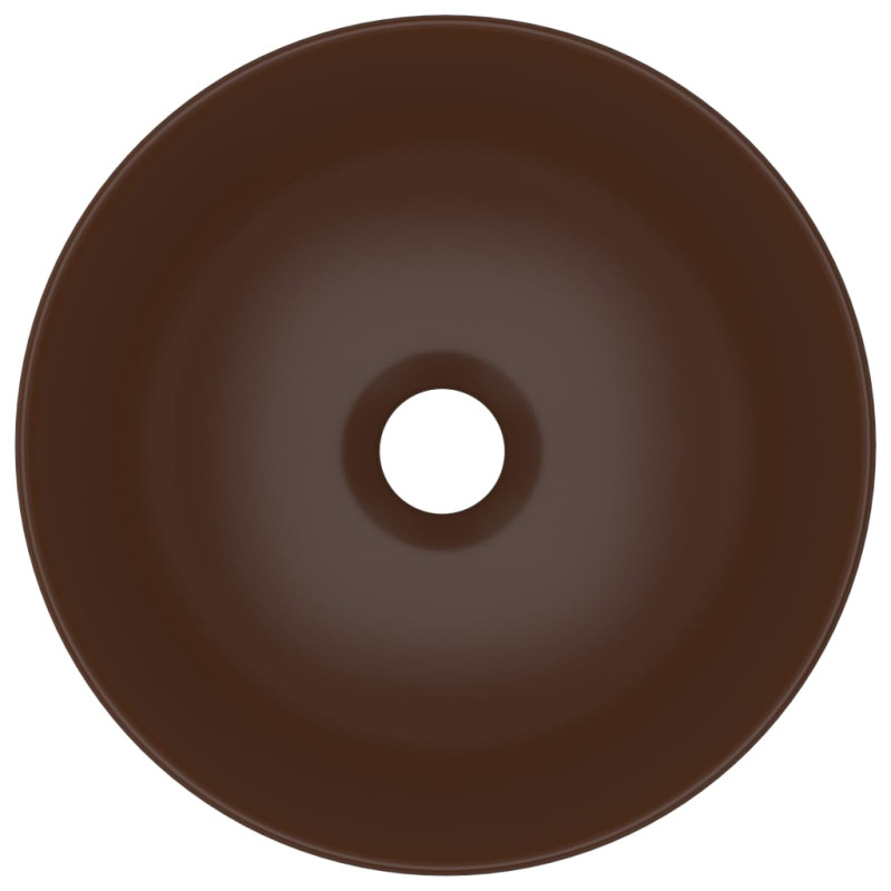 Produktbild för Handfat keramik mörkbrun rund