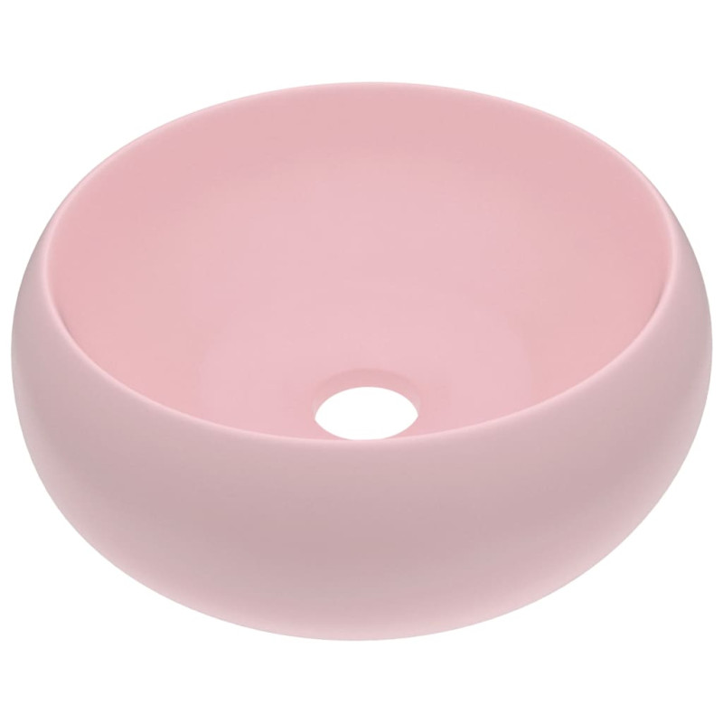 Produktbild för Lyxigt runt handfat matt rosa 40x15 cm keramik