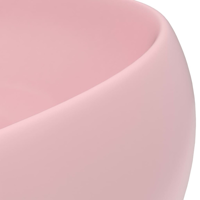 Produktbild för Lyxigt runt handfat matt rosa 40x15 cm keramik
