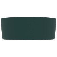 Produktbild för Lyxigt runt handfat matt mörkgrön 40x15 cm keramik