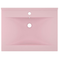 Miniatyr av produktbild för Lyxigt handfat med kranhål matt rosa 60x46 cm keramik