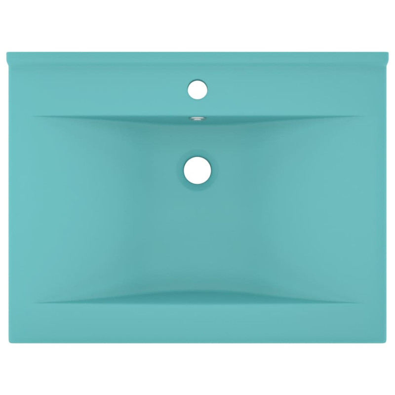 Produktbild för Lyxigt handfat med kranhål matt ljusgrön 60x46 cm keramik