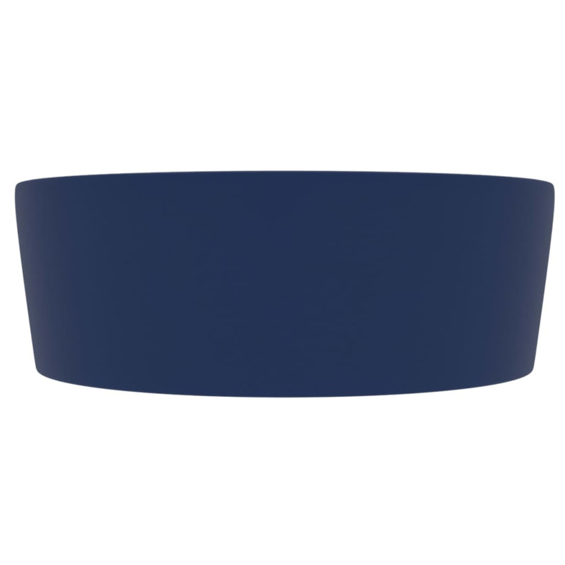 Produktbild för Handfat med bräddavlopp matt mörkblå 36x13 cm keramik