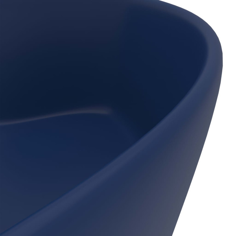 Produktbild för Handfat med bräddavlopp matt mörkblå 36x13 cm keramik