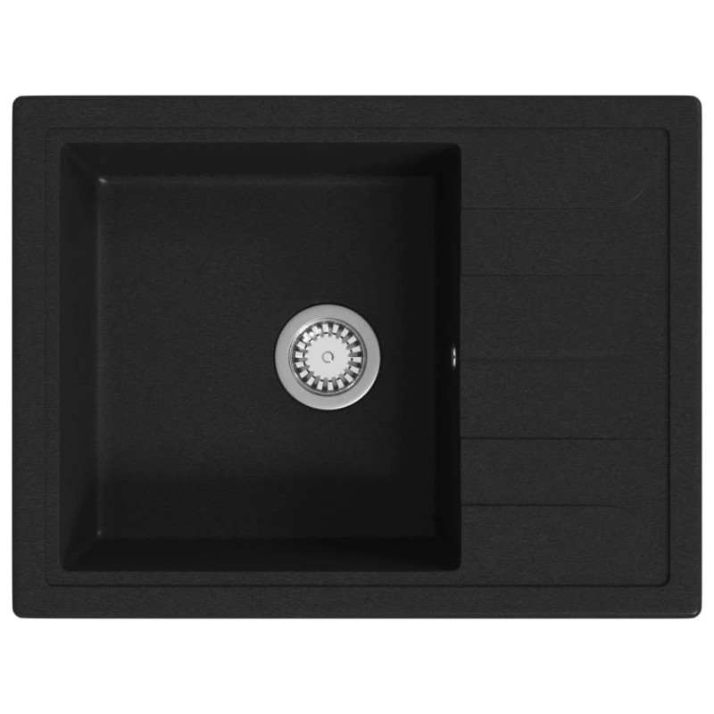 Produktbild för Diskho med bräddavlopp oval svart granit