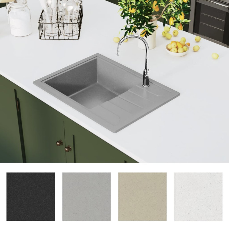 Produktbild för Diskho med bräddavlopp oval grå granit
