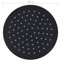 Produktbild för Takduschhuvud i rostfritt stål 20 cm rund svart