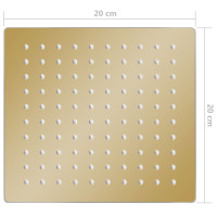 Produktbild för Regnduschhuvud rostfritt stål 20x20 cm fyrkantigt guld