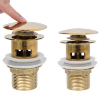 Miniatyr av produktbild för Pop-up bottenventil med överflödesfunktion guld 6,4x6,4x9,1 cm