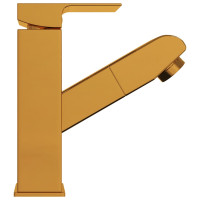 Produktbild för Badrumsblandare med utdragbar pip guld 157x172 mm