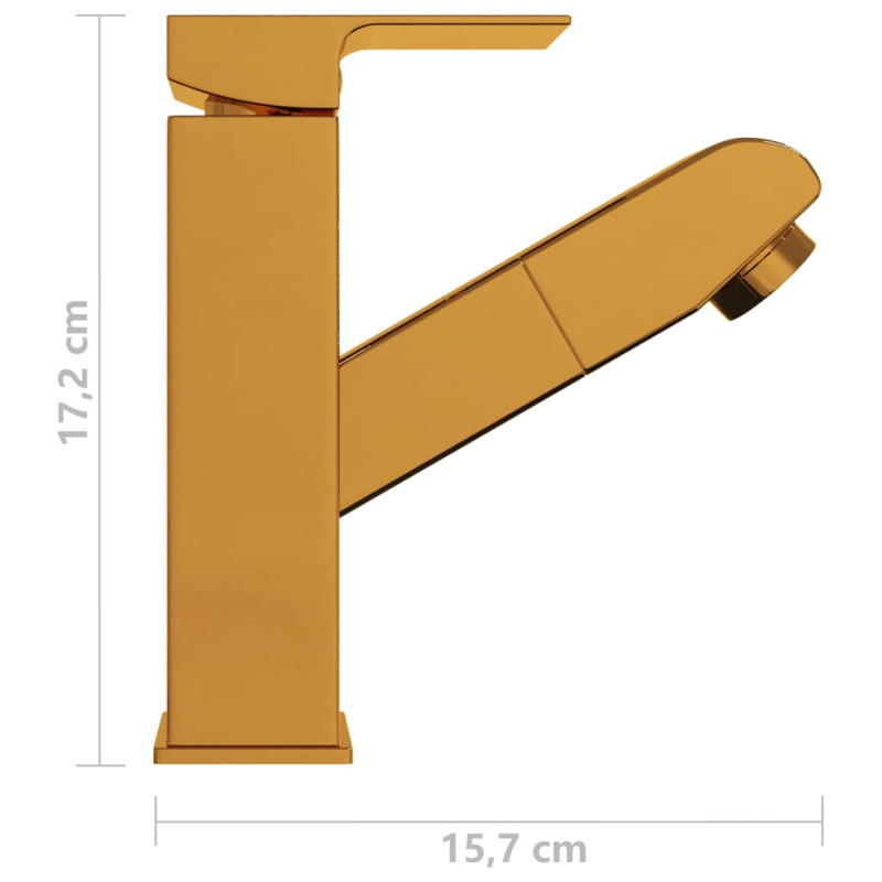 Produktbild för Badrumsblandare med utdragbar pip guld 157x172 mm