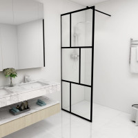 Produktbild för Duschvägg till duschkabin härdat glas svart 80x195 cm