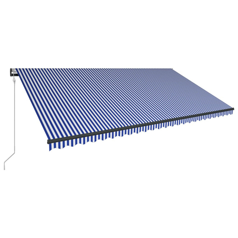 Produktbild för Markis med vindsensor & LED 600x300 cm blå och vit