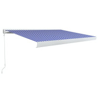 Produktbild för Markis manuell 400x300 cm blå och vit
