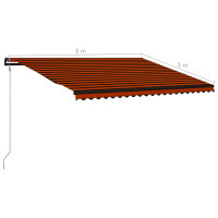 Miniatyr av produktbild för Infällbar markis med vindsensor & LED 500x300 cm orange & brun