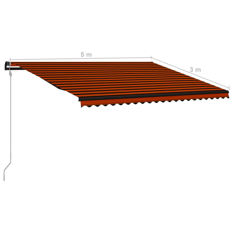 Produktbild för Infällbar markis med vindsensor & LED 500x300 cm orange & brun