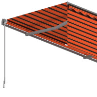 Produktbild för Automatisk Infällbar markis vindsensor & LED 5x3m orange/brun