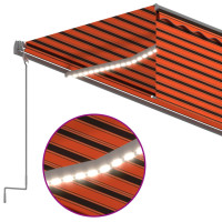Produktbild för Automatisk markis vindsensor rullgardin LED 5x3 m orange/brun