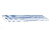 Produktbild för Automatisk markis med vindsensor & LED 600x300 cm blå och vit