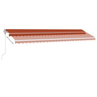 Produktbild för Automatisk markis med vindsensor & LED 600x300 cm orange/brun