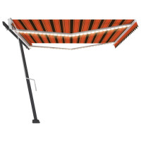 Produktbild för Markis manuellt infällbar med LED 500x300 cm orange och brun