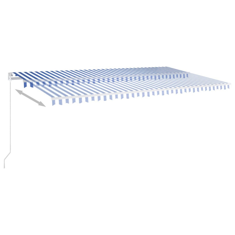 Produktbild för Automatisk markis med vindsensor & LED 6x3 m blå/vit