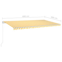 Produktbild för Automatisk markis med vindsensor & LED 6x3 m gul/vit