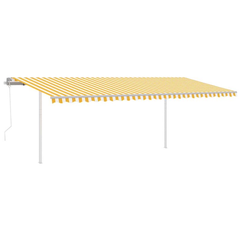 Produktbild för Markis med stolpar automatisk 6x3,5 m gul och vit