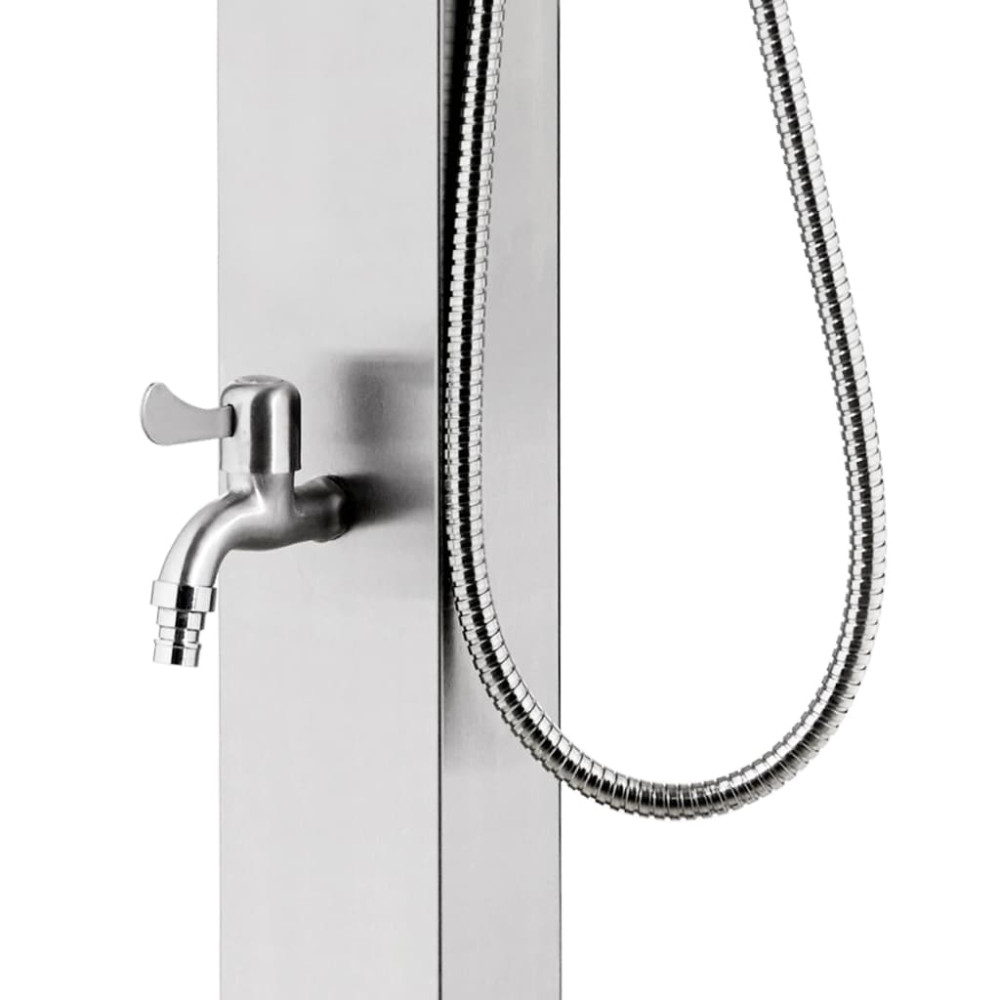 Produktbild för Trädgårdsdusch med brunt golv 225 cm rostfritt stål