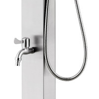 Produktbild för Trädgårdsdusch med brunt golv 225 cm rostfritt stål