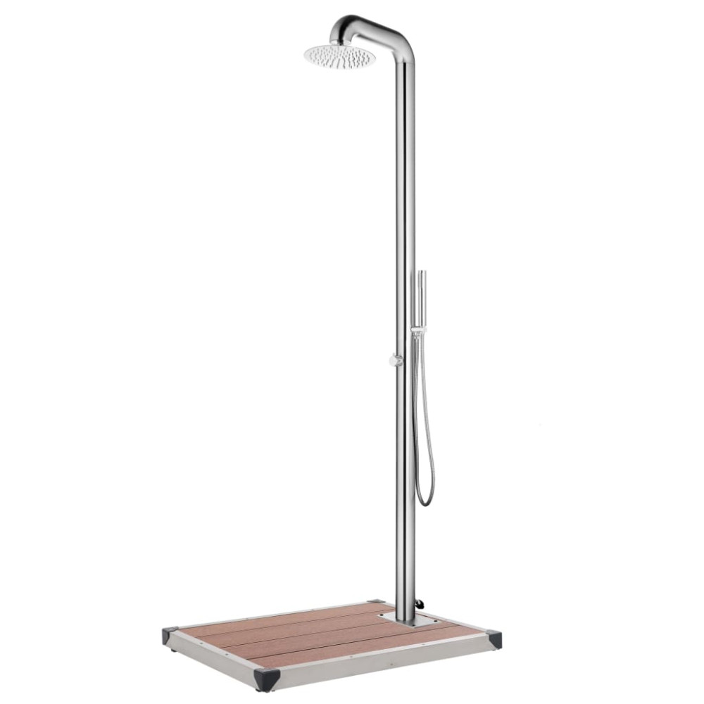 Produktbild för Trädgårdsdusch med brunt golv 230 cm rostfritt stål