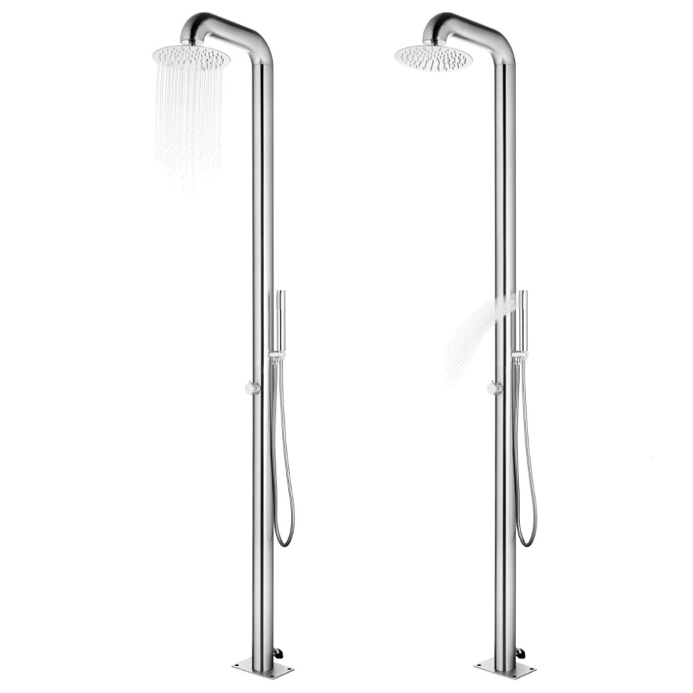 Produktbild för Trädgårdsdusch med brunt golv 230 cm rostfritt stål