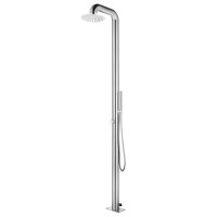 Produktbild för Trädgårdsdusch med brunt golv 230 cm rostfritt stål