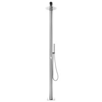 Produktbild för Trädgårdsdusch med brunt golv 230 cm rostfritt stål