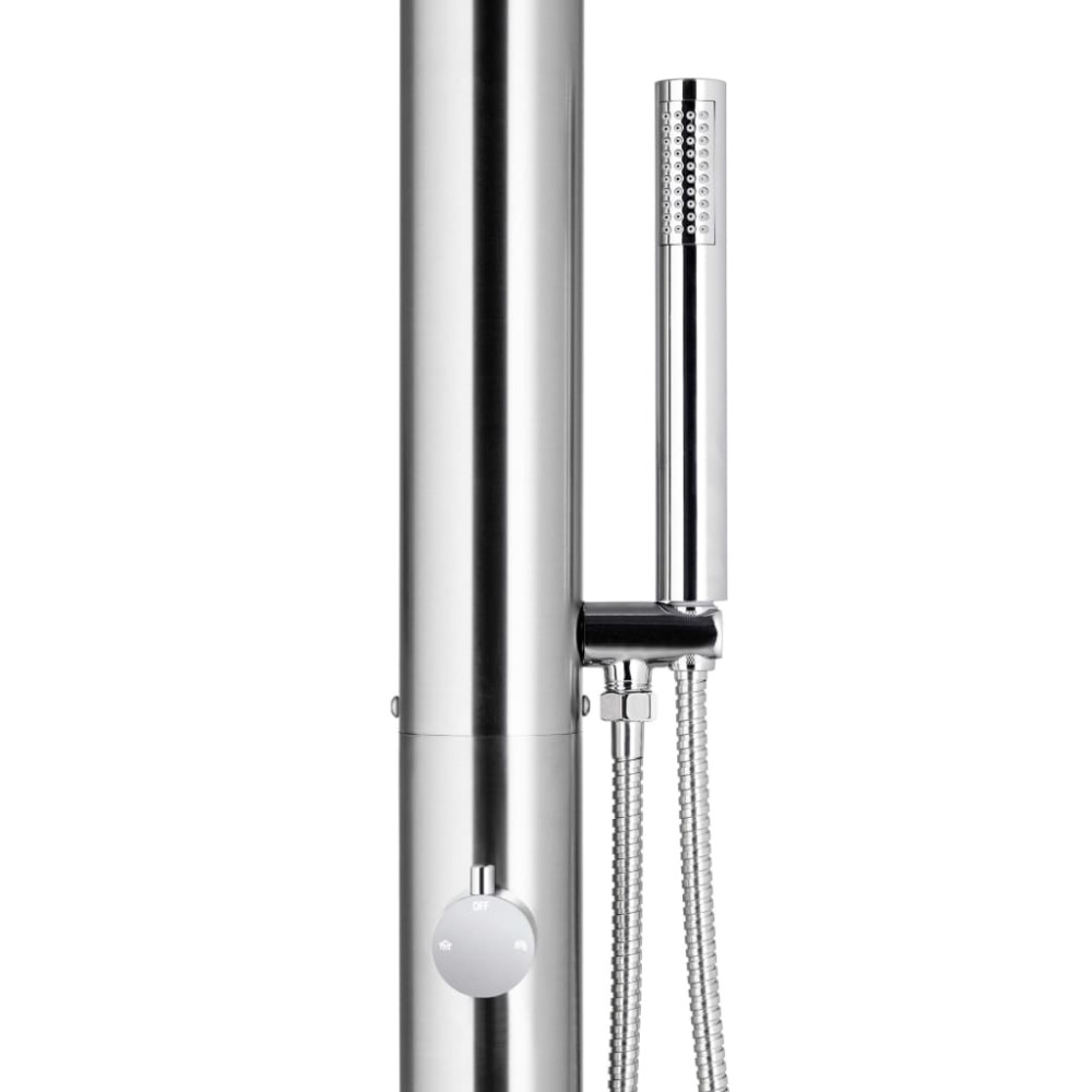 Produktbild för Trädgårdsdusch med brunt golv 230 cm rostfritt stål