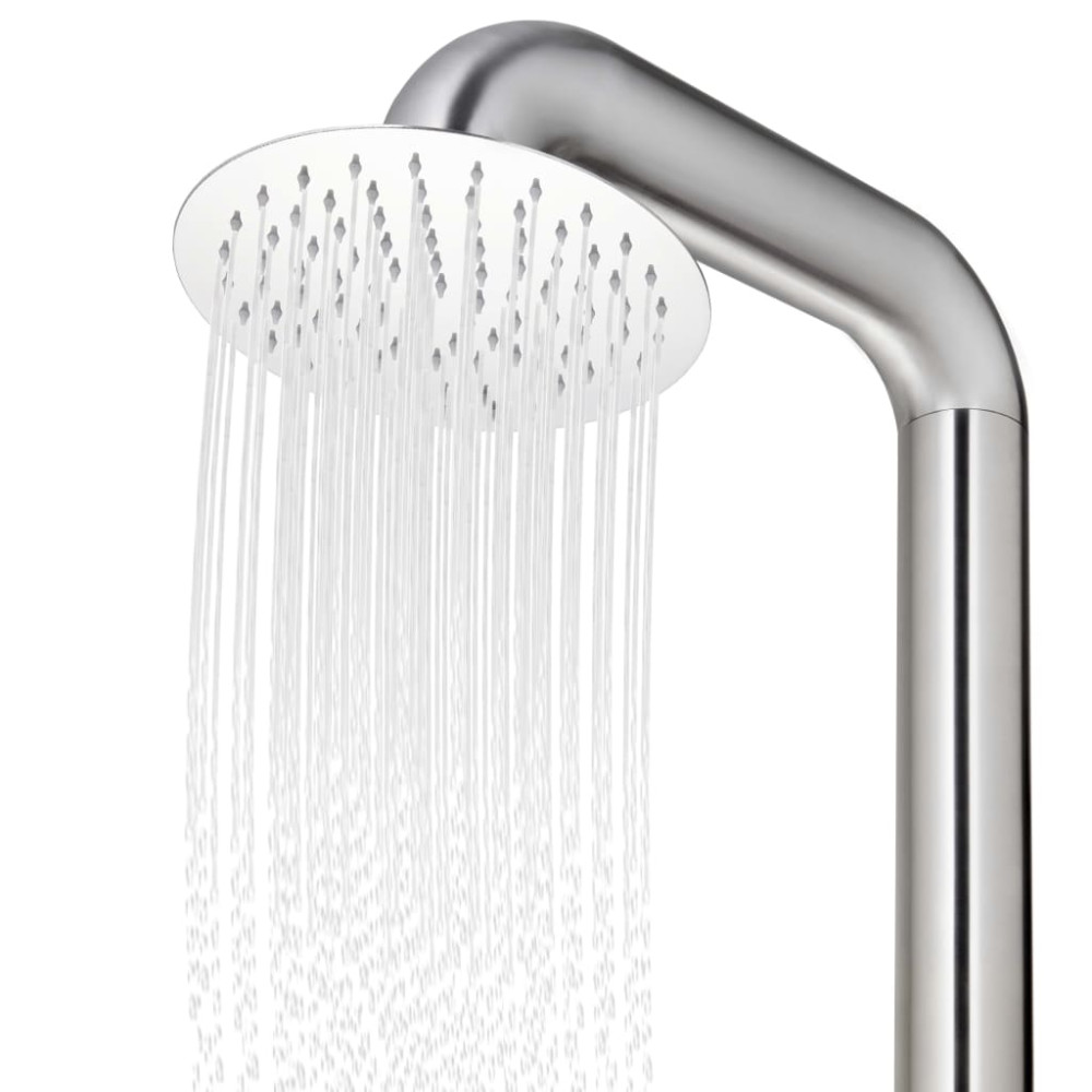 Produktbild för Trädgårdsdusch med brunt golv 230 cm rostfritt stål