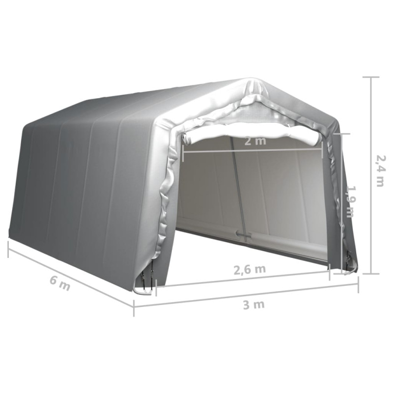 Produktbild för Förvaringstält 300x600 cm stål grå