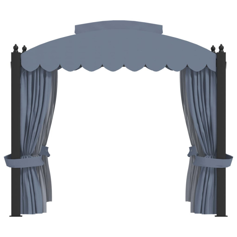 Produktbild för Paviljong med draperi 3x4 m antracit stål